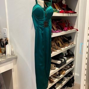 JLuxLabel Emerald Green satin dress SizeM
